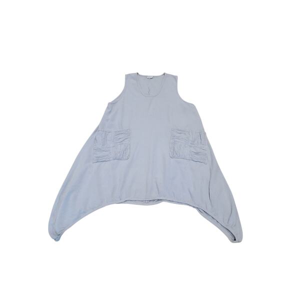 Oh My Gauze‎ Tunic Lagenlook Top Women's Sleeveless Crinkle Lightweight Lt Blue - Picture 7 of 13